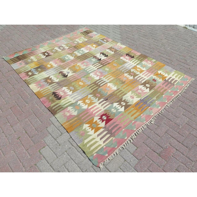 1960s Vintage Turkish Handmade Kilim Area Rug For Sale - Image 13 of 13