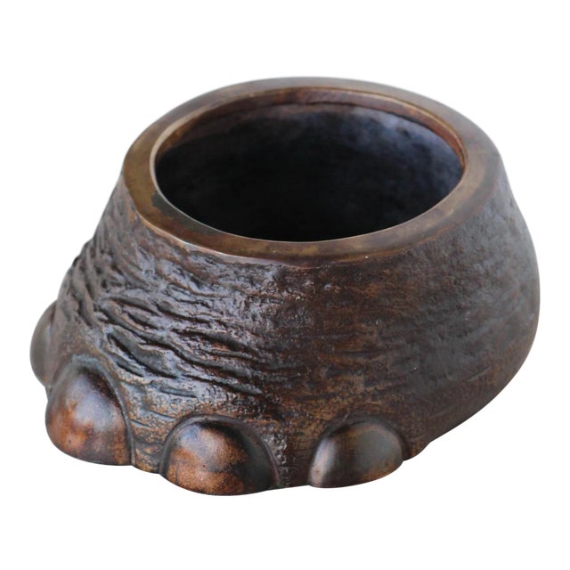 Early 20th Century French Brass Elephant Foot, Signed For Sale