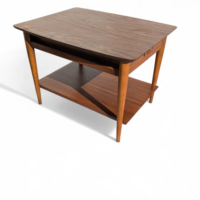 Mid 20th Century Lane Mid-Century Modern Walnut End Tables or Nightstands - A Pair, Oak For Sale - Image 5 of 17