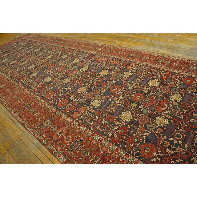 1850s Blue Navy Floral Herati Antique n.w. Persian Gallery Rug 6'10"x 18'10" Handknotted Wool Carpet For Sale - Image 4 of 8