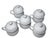 A refined set of five Richard Ginori covered pot de crème cups in glossy white Italian porcelain. The Vecchio Ginori form...
