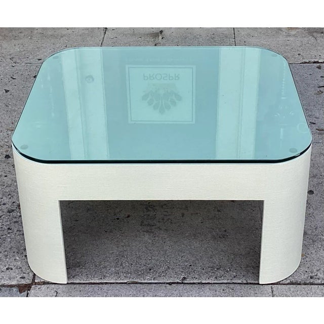 1970s Karl Springer Raffia Clad Coffee Table For Sale - Image 5 of 9