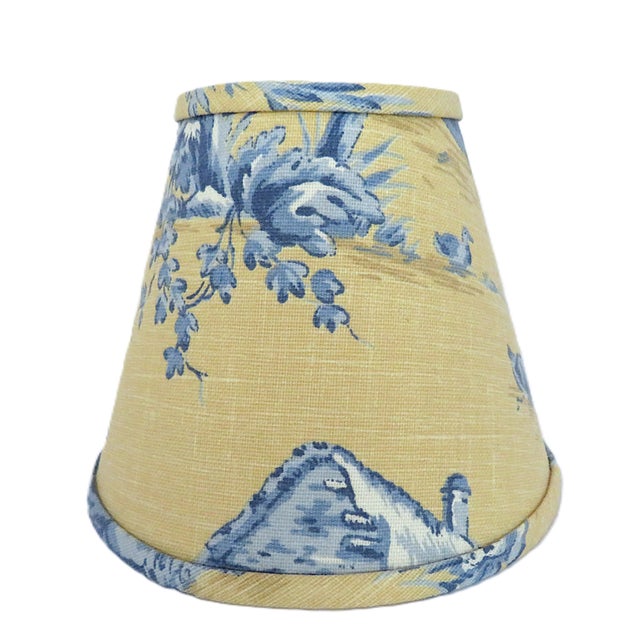 Set of 6 Pierre Deux Lamp Shades French Country Yellow & Blue Toile Clip-On For Sale In Providence - Image 6 of 7