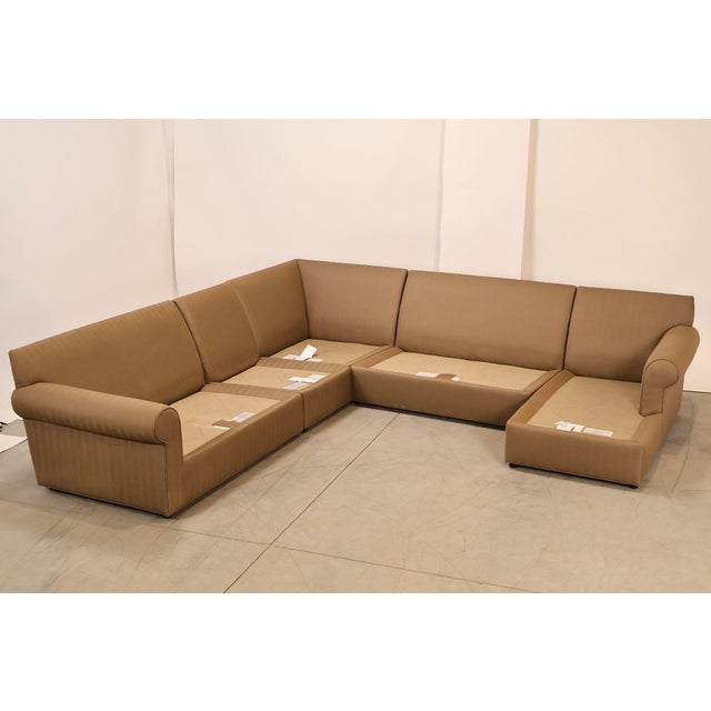 Contemporary Ethan Allen Upholstered Custom Sectional Sofa With Chaise For Sale - Image 3 of 18