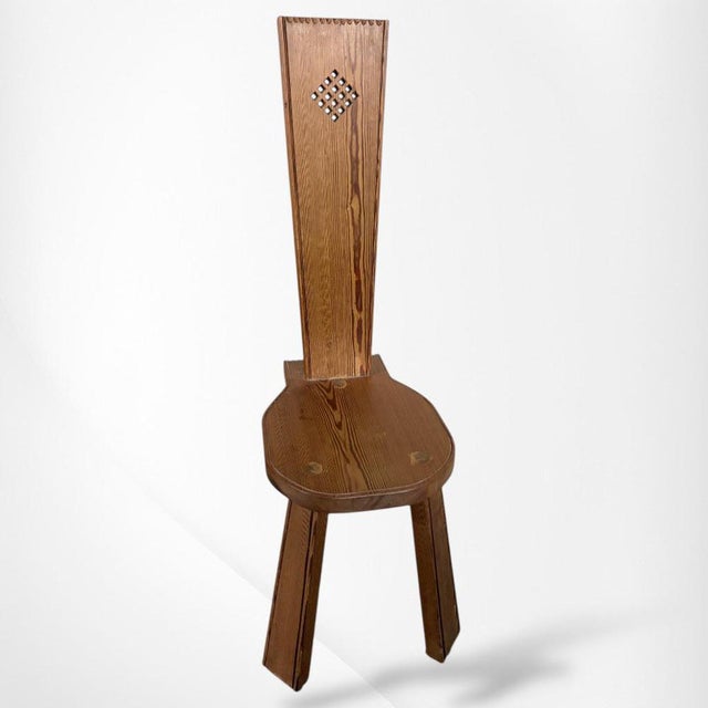 Brutalist Spinning Chair in Oak For Sale - Image 4 of 8
