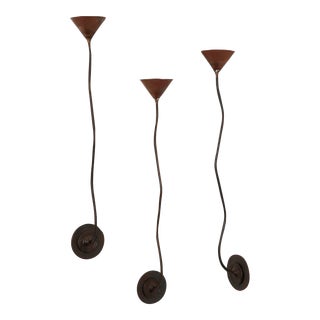 1980s Postmodern Wavy Wall Candleholders - a Set of 3 For Sale