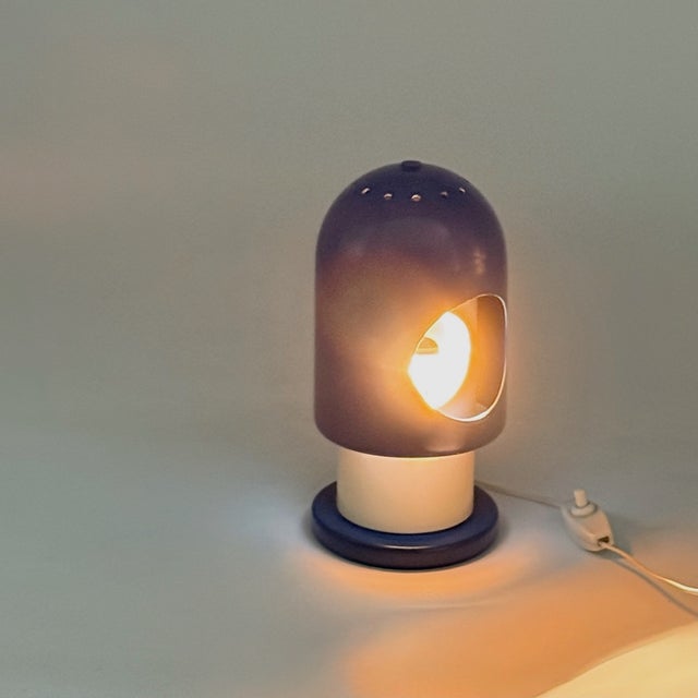 Space Age Blue Metal Eclipse Table Lamp, Italy, 1960s For Sale - Image 11 of 17
