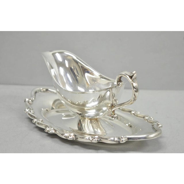 Silver Vintage Fb Rogers Silver Plated Victorian Gravy Sauce Boat W/ Attached Dish For Sale - Image 8 of 12
