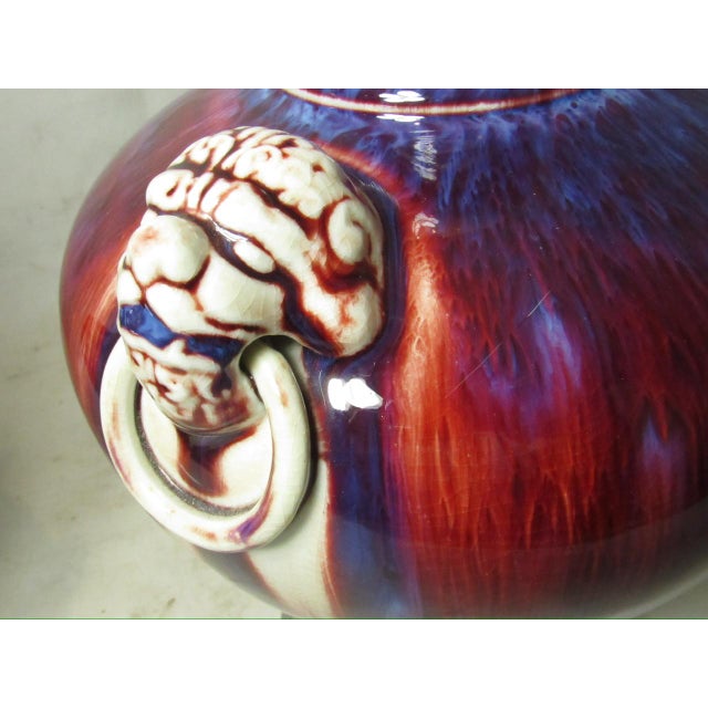 Pair of Chinese Porcelain Flambé Lamps For Sale - Image 13 of 16