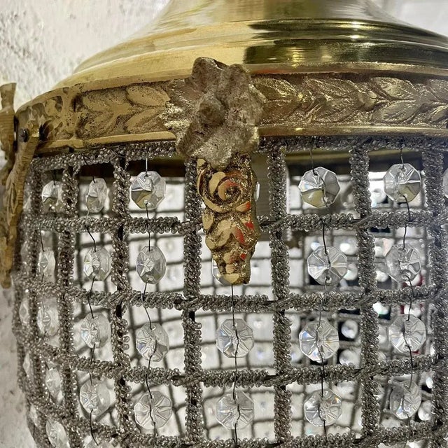 1960s Vintage 1960s French Fully Rewired Usa Chandelier Flush Mount For Sale - Image 5 of 11