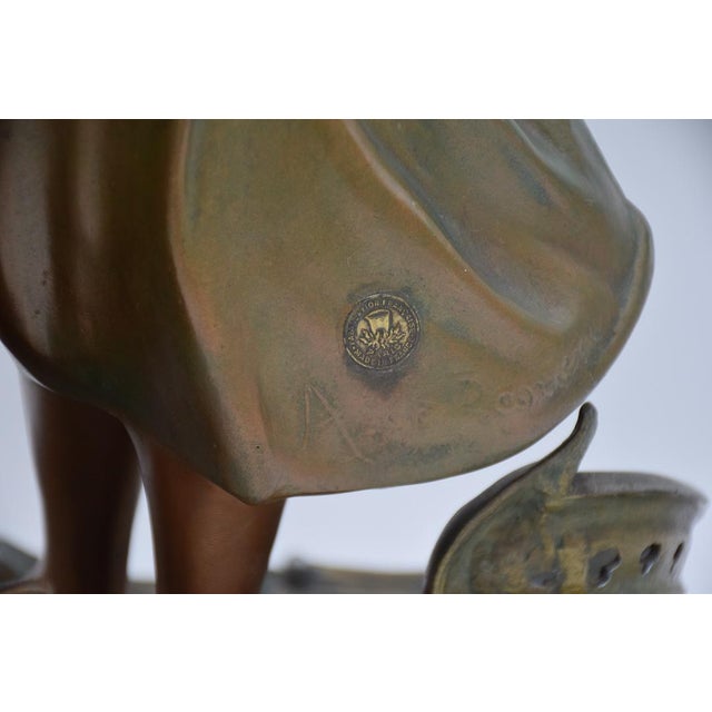 Brown Large Nymph Clock in Regula and Bronze Patina Marble by A. De Raudery, France, 1890s For Sale - Image 8 of 18