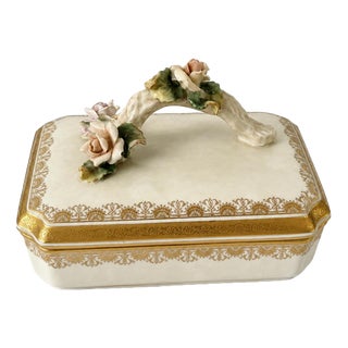 Porcelain Box with Floral Motifs from Vista Alegre For Sale