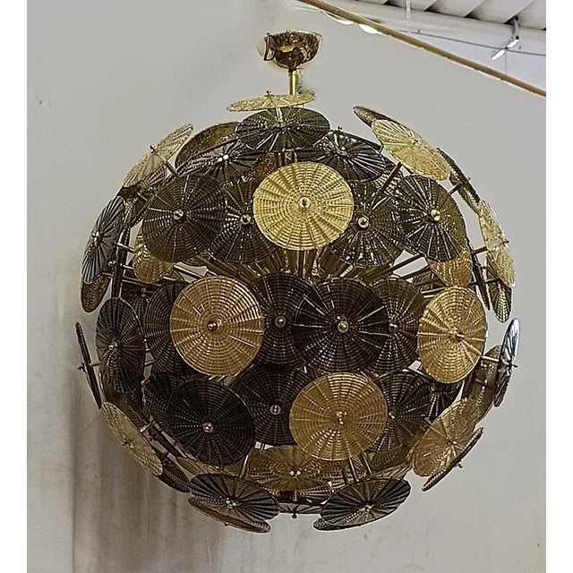 Gold Mid-Century Murano Glass Sputnik Chandelier, 2000 For Sale - Image 8 of 9