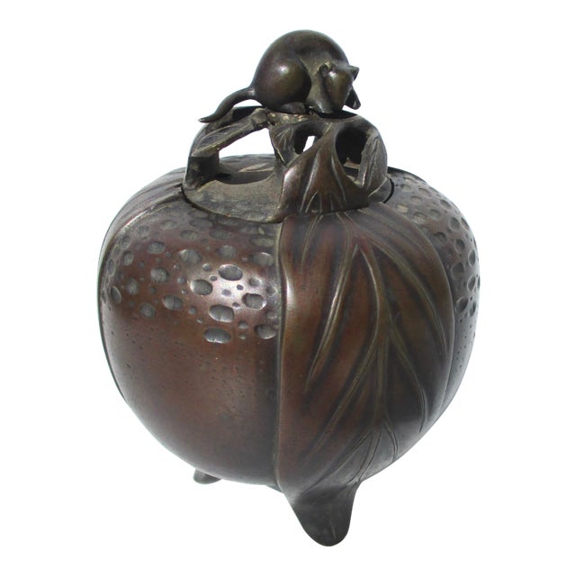 Japanese Bronze Fruit Shaped Incense Burner For Sale