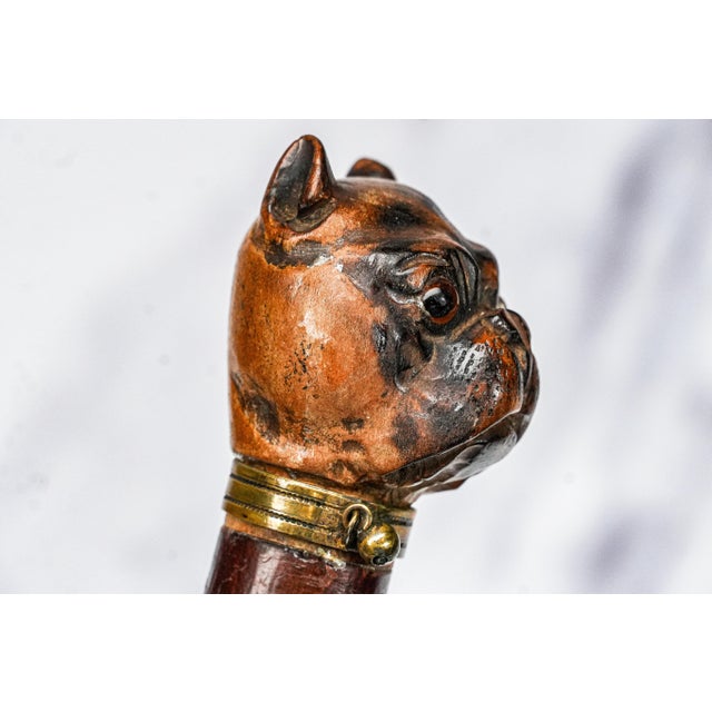 19th Century Amazing Hand Carved Wood British Bull Dog Antique Desk Letter Opener Office Decor For Sale - Image 5 of 12