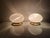 Pair of vintage 1970s table lamps in white murano glass with a spiral design and a gold-colored brass base. the pair of...