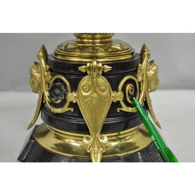 French Empire Figural Bronze and Marble Round Glass Tazza Low Side Tables - Pair For Sale - Image 12 of 12