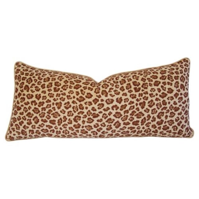 Early 21st Century Safari Leopard Velvety Chenille Feather/Down Body Pillow 38" X 17" For Sale - Image 5 of 6