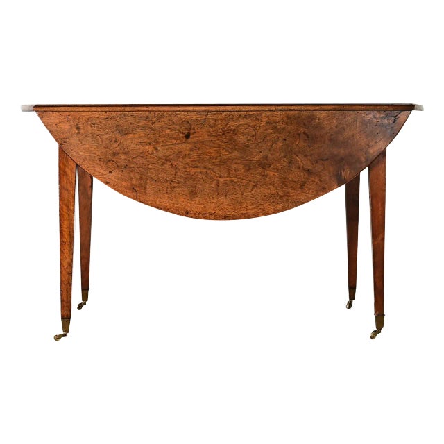 French 19th Century Round Walnut Drop Leaf Dining Table For Sale