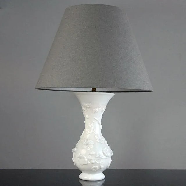 White Belgian Pressed Glass Table Lamp from Baccarat, 1960s For Sale - Image 8 of 8