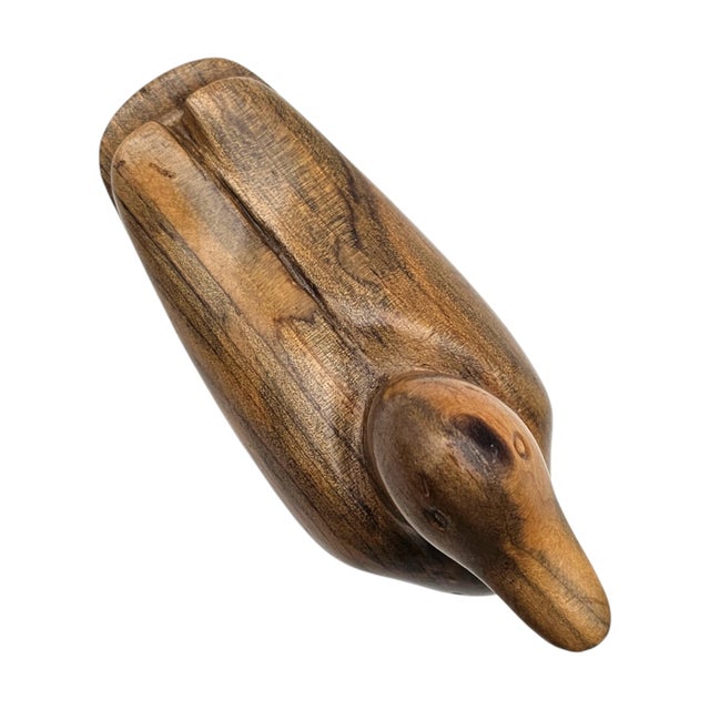 Roy A. Parfait Hand-Carved Duck Sculpture Signed Folk Art Wood Carving For Sale - Image 9 of 12