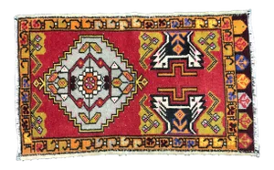 Vintage Turkish Handmade Red Small Rug