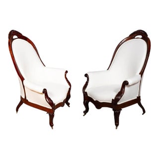 American Victorian Rosewood Armchairs - a Pair For Sale