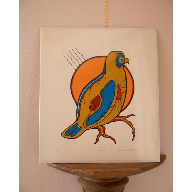 "Owl" by Eleanor Kanasawe signed and numbered 141/200. Eleanor Kanasawe is an indigenous artist from Ontario, Canada.