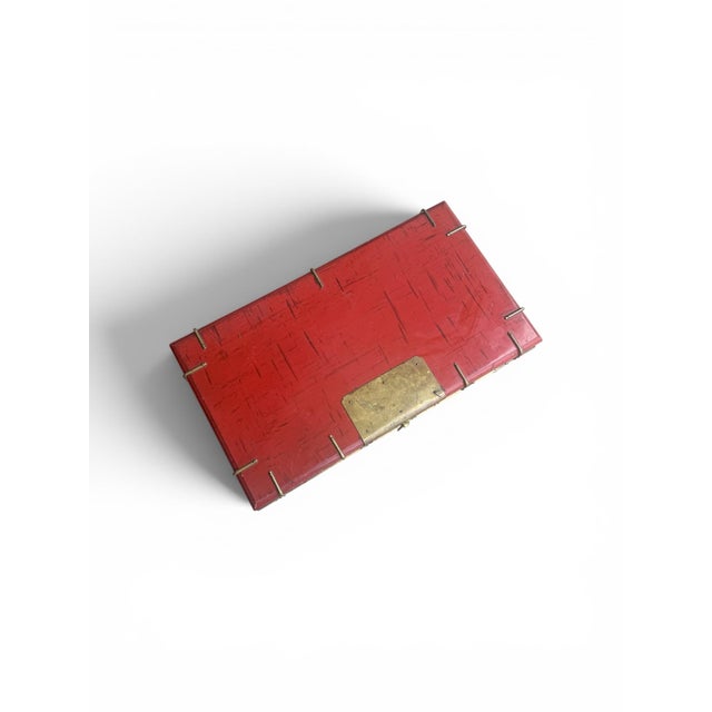 20th-C. Modern Chinese Red & Brass Box on Stand / Side Table For Sale In Atlanta - Image 6 of 7