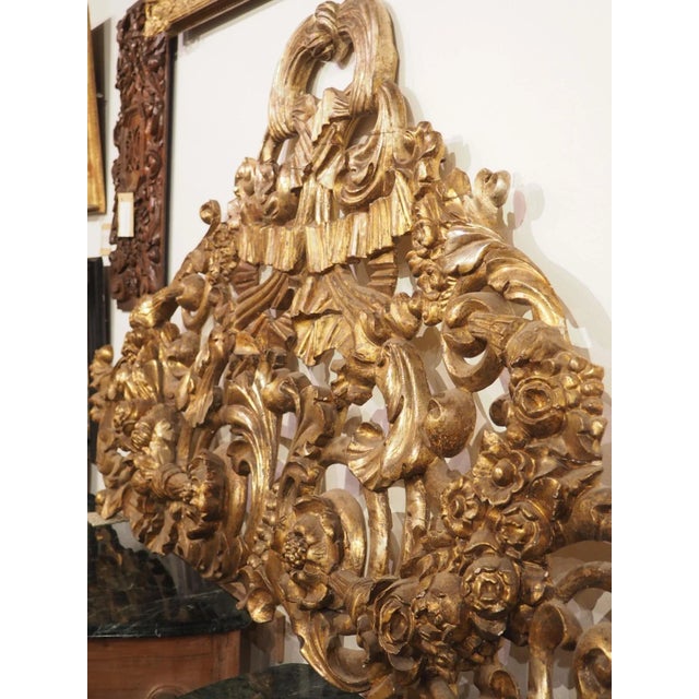 Gold Large Circa 1850 Italian Giltwood Architectural Carving or Headboard, 91.5 Inches For Sale - Image 8 of 12