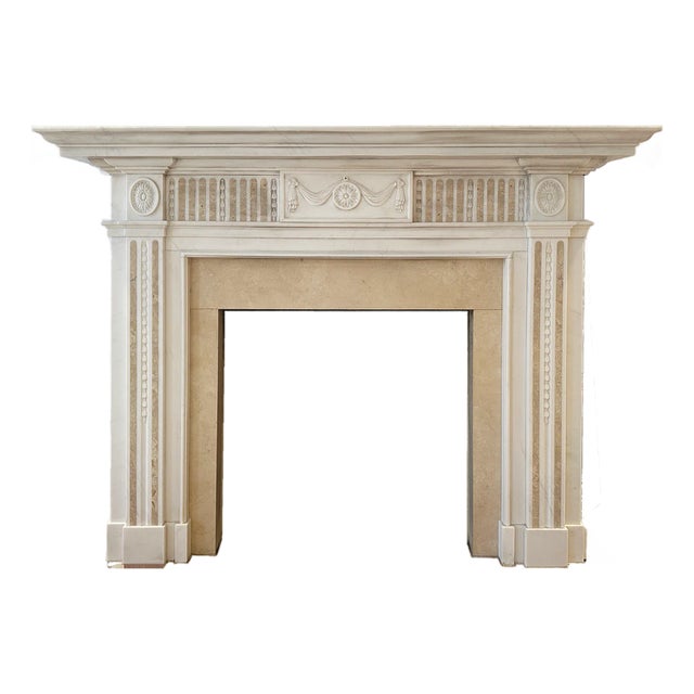English Carved Statuary Marble Mantel For Sale