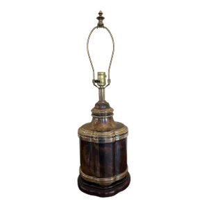 Vintage Knob Creek Brass Tea Caddy Style Table Lamp With Walnut Base