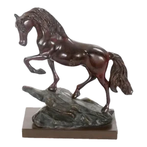 20th Century Patinated Bronze Decorative Sculpture of Horse / Square Base