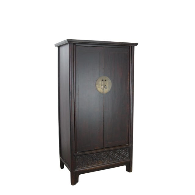 Late 19th Century Hand Carved Apron Antique Chinese Cabinet For Sale - Image 4 of 12