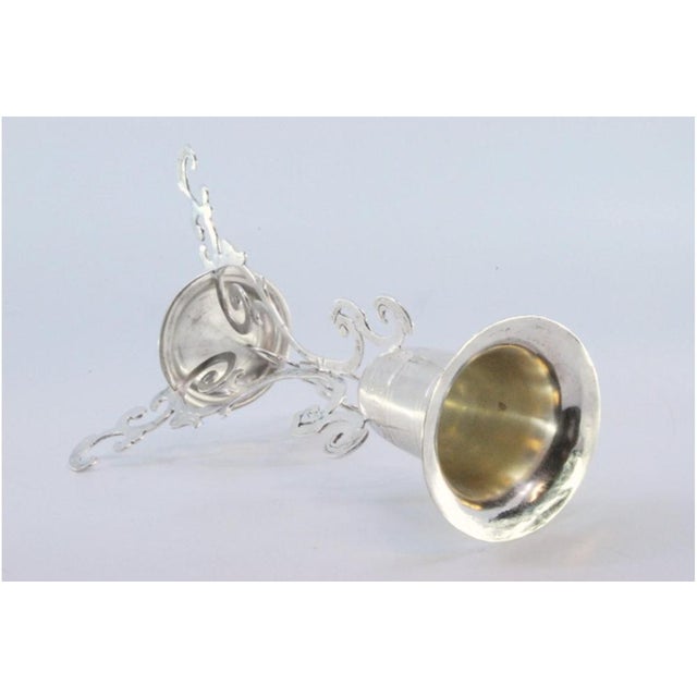Metal Silver Toothpick Holder with Cutouts and Curls For Sale - Image 7 of 9