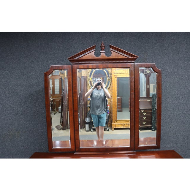 Chippendale Thomasville Mahogany Triple Mirror Dresser For Sale - Image 3 of 12