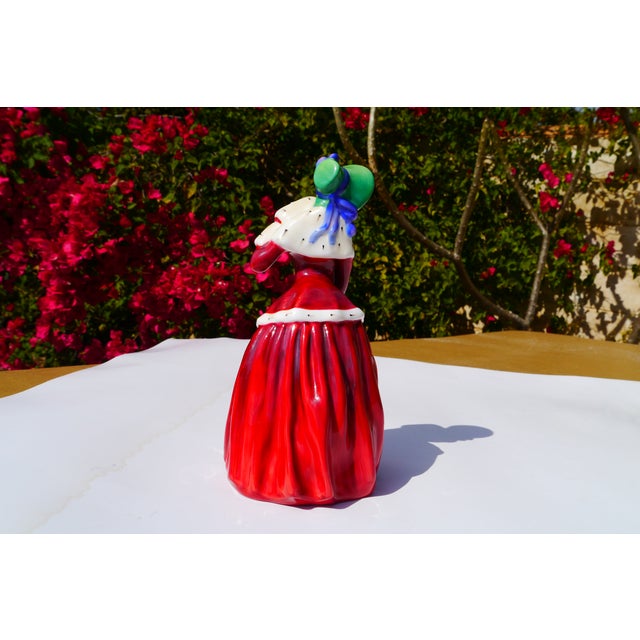 English Vintage Royal Doulton England 1946 Figurine Hn1992 Christmas Morn Lady in Red For Sale - Image 3 of 13