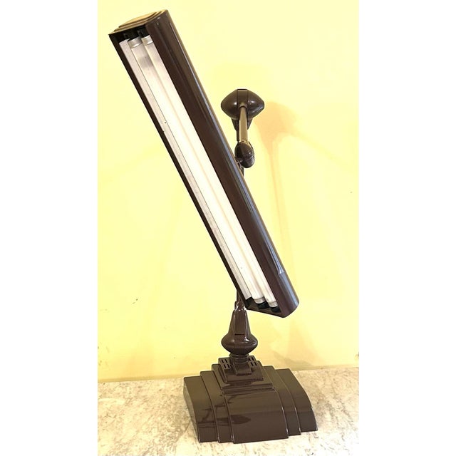 Coffee Vintage, Brown Flexo Line, Adjustable, Articulating, Drafting Lamp, 1940’s-1950’s, Made by the Art Specialty Co., in Chicago, Ill For Sale - Image 8 of 12