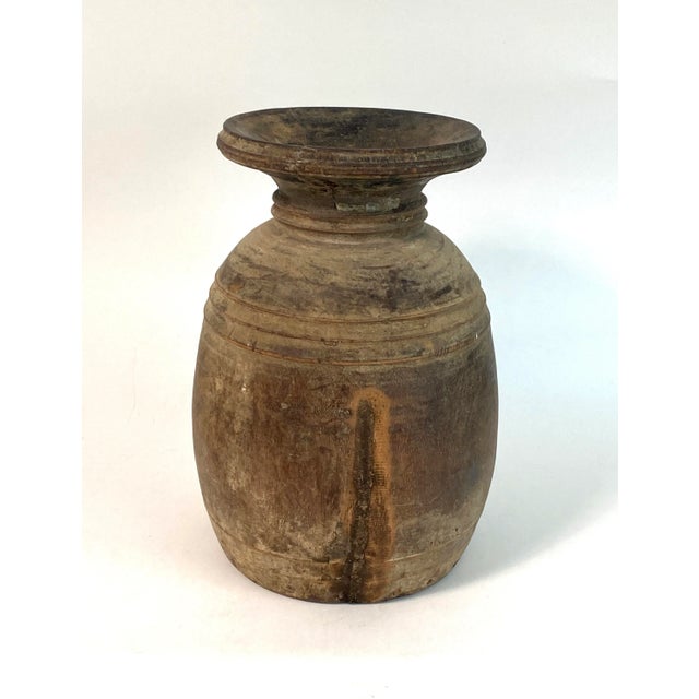 Large Rustic Wood Jug Vase For Sale - Image 4 of 7