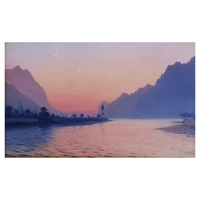 Richard Fuchs, Gardasee, Oil on Wood, Framed For Sale
