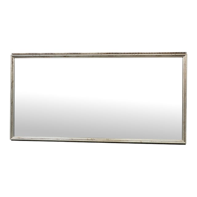 Antiqued Silver Finish With Bead Trim Wall Mirror For Sale