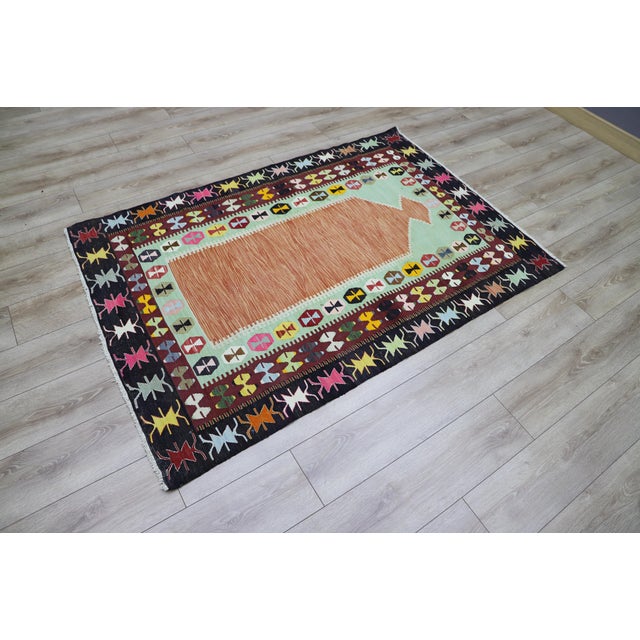 Size: 3.9 x 5.7 ft (120 x 176 cm) 47 x 69 inches Color: Organic Natural Dye ( Red,Green,Black,Beige ) Material: 100% Hand...