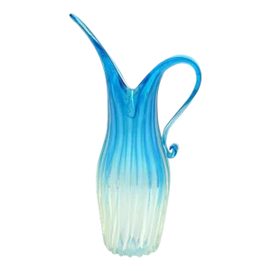 Murano Fratelli Toso Vintage Tall Opalescent Sky Blue White Fade Italian Ribbed Art Glass Pitcher Flower Vase