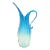 Vintage Murano Fratelli Toso Tall Opalescent Sky Blue White Fade Italian Ribbed Art Glass Pitcher Flower Vase For Sale