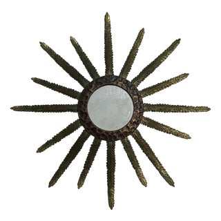 Bronze Sunburst Mirror, France, 1950s For Sale