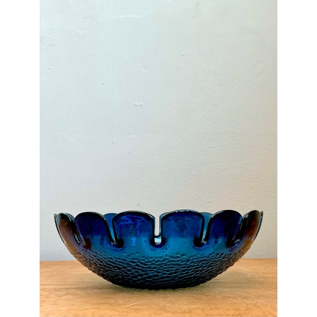 Vintage Mid Century Modern Swedish Scalloped Glass Bowl For Sale - Image 11 of 12