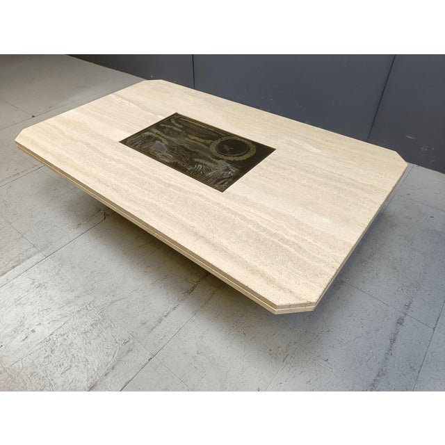 Vintage Etched Brass Coffee Table from Georges Mathias, 1970s For Sale - Image 4 of 12