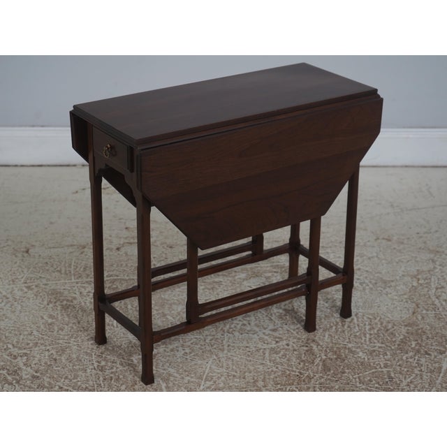 Traditional Pair Ethan Allen Georgian Court Cherry Drop Leaf End Tables For Sale - Image 3 of 18