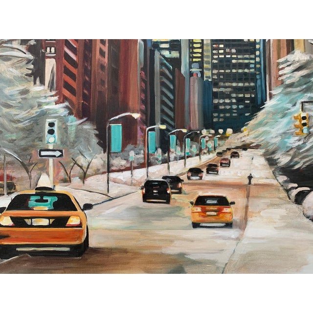 Contemporary Angela Wakefield, Painting of New York City Taxis in Winter Snow by Contemporary British Artist, 2020 For Sale - Image 3 of 13