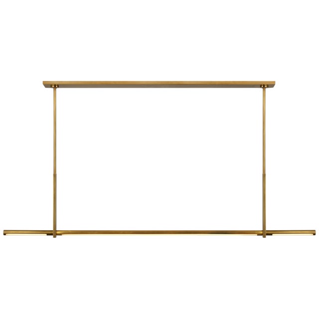 Kelly Wearstler for Visual Comfort Signature Axis Large Linear Pendant in Antique-Burnished Brass For Sale